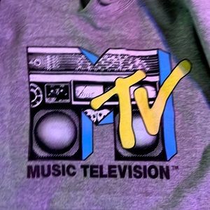 MTV classic hoodie boom box print heather, gray medium very soft never worn